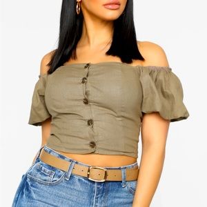 Olive Fashion Nova crop top NWT